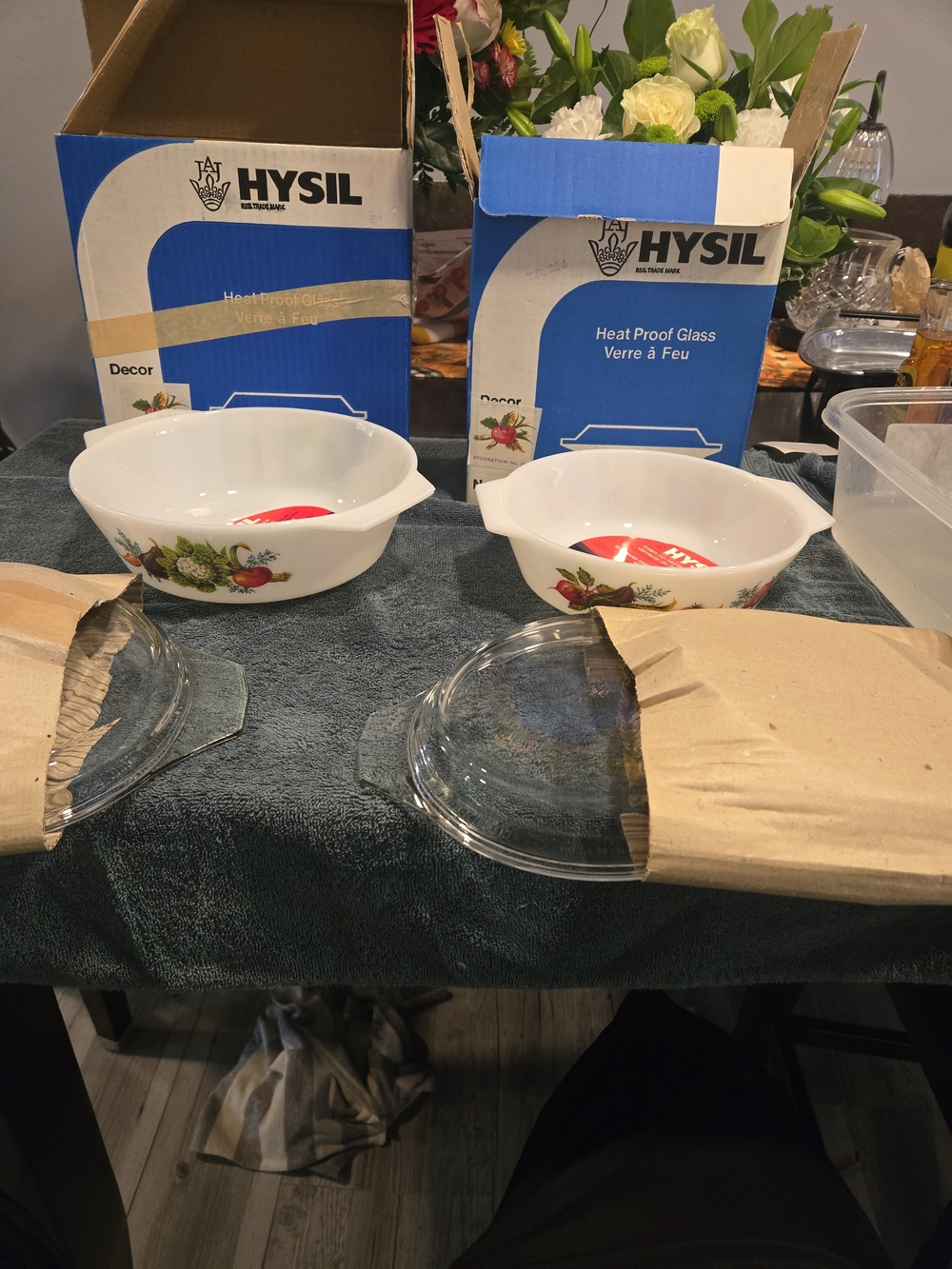 Vintage JAJ Pyrex Hysil Market Garden Casserole Set No 509 & 513 MIB NOS England